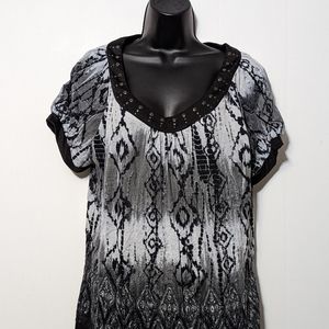 Women's CATO Short Sleeve Shirt Size XL Black and White